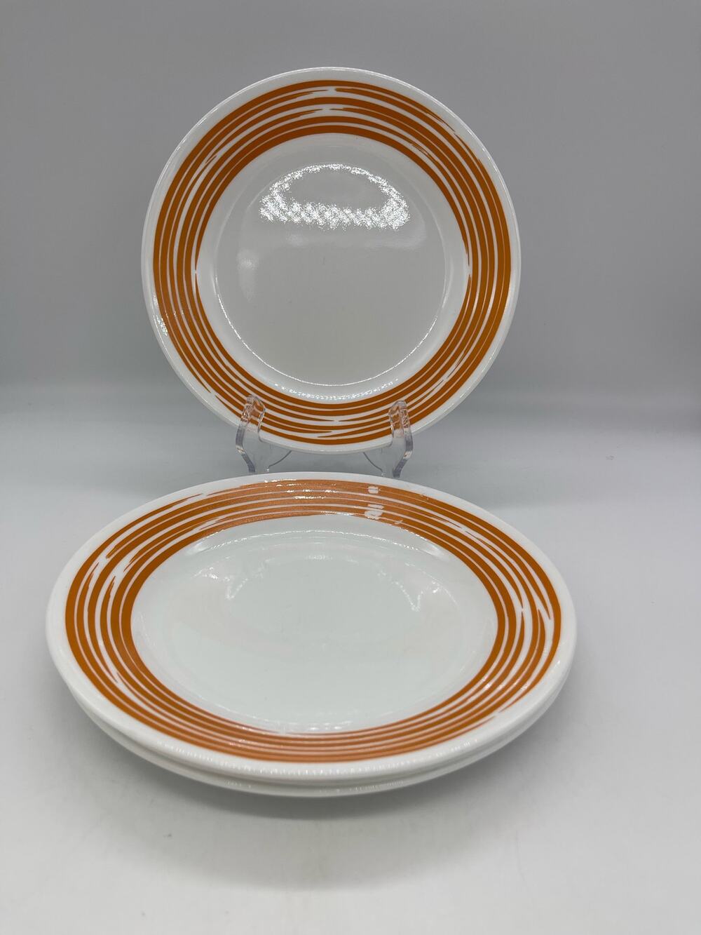 Rare Corelle Vitrelle Orange Swirl Set of 4 Salad Plates USA